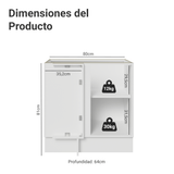 Gabinete Bajo Esquinero para Línea de 60 cm Profundidad (Sin encimera) Blanco/Gris Vik Madesa