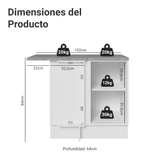 Gabinete Bajo Esquinero para Línea de 60 cm Profundidad (Con Encimera) Blanco/Gris Vik Madesa