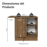 Gabinete Bajo Esquinero para Línea de 60 cm Profundidad (Con Encimera) Marrón/Gris Vik Madesa