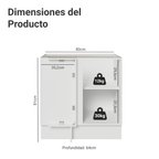 Gabinete Bajo Esquinero 80 cm 1 Puerta Sin Encimera Blanco/Verde Vik Madesa