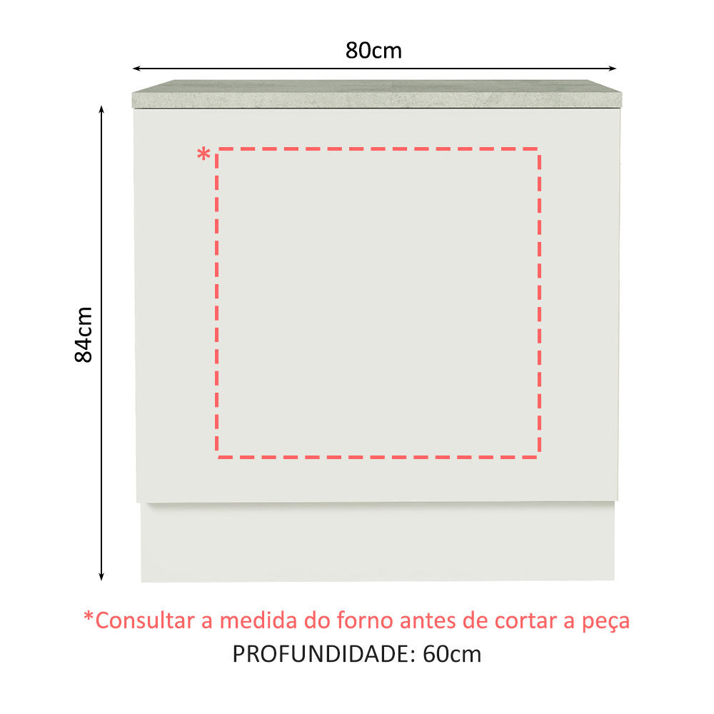 Gabinete Bajo para Horno de Empotrar 80 x 60cm Con Encimera Blanco Agata, Glamy y Lux