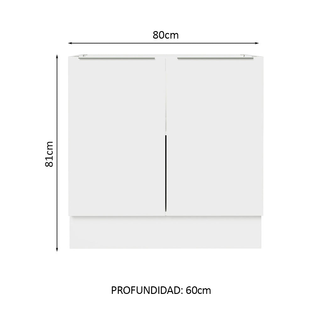 Gabinete Bajo 80 cm 2 Puertas Sin Encimera Blanco Stella Madesa