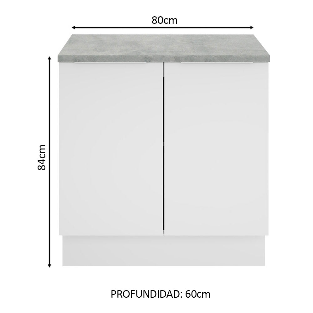 Gabinete Bajo 80 cm 2 Puertas Blanco Stella Madesa