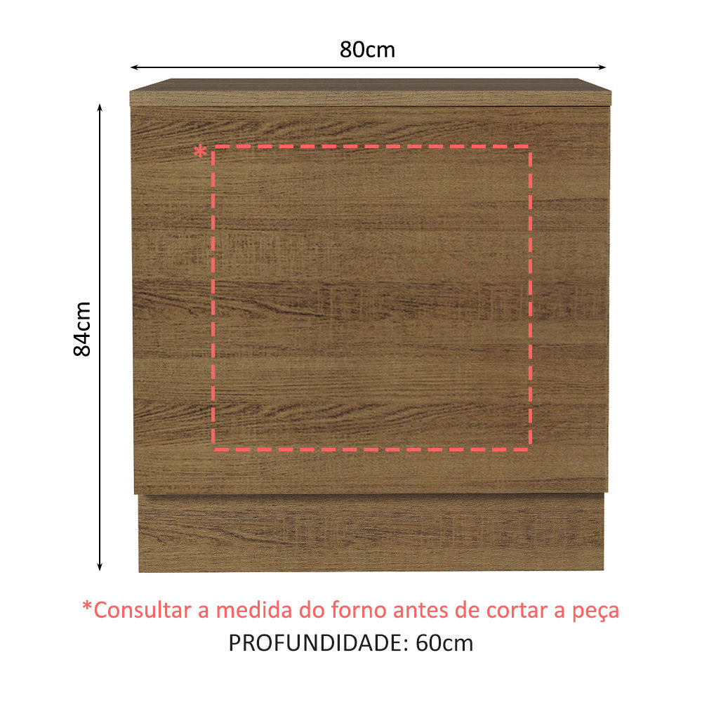 Gabinete Bajo para Horno de Empotrar 80 x 60cm Con Encimera Marrón Agata, Glamy y Lux