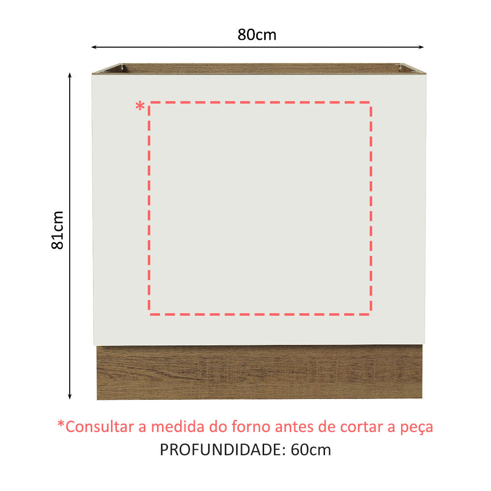 Gabinete Bajo para Horno de Empotrar 80 x 60cm Sin Encimera Marrón/Blanco Agata, Glamy y Lux