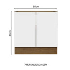 Gabinete Bajo 80 cm 2 Puertas Sin Encimera Marrón/Blanco Stella Madesa