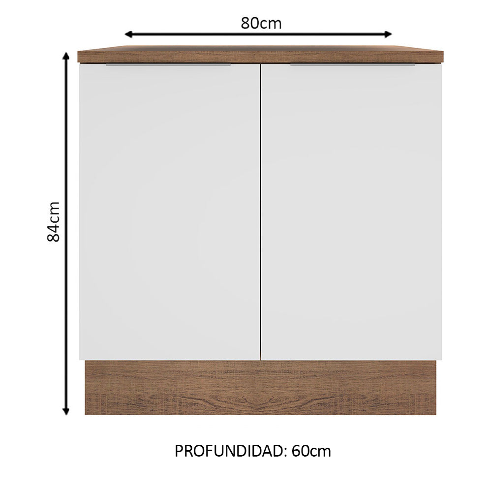 Gabinete Bajo 80 cm 2 Puertas Marrón/Blanco Stella Madesa