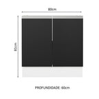 Gabinete Bajo 80 cm 2 Puertas Sin Encimera Blanco/Negro Glamy Madesa