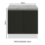 Gabinete Bajo 80 cm 2 Puertas Blanco/Negro Glamy Madesa