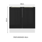 Gabinete Bajo 80 cm 2 Puertas Sin Encimera Blanco/Negro Lux Madesa
