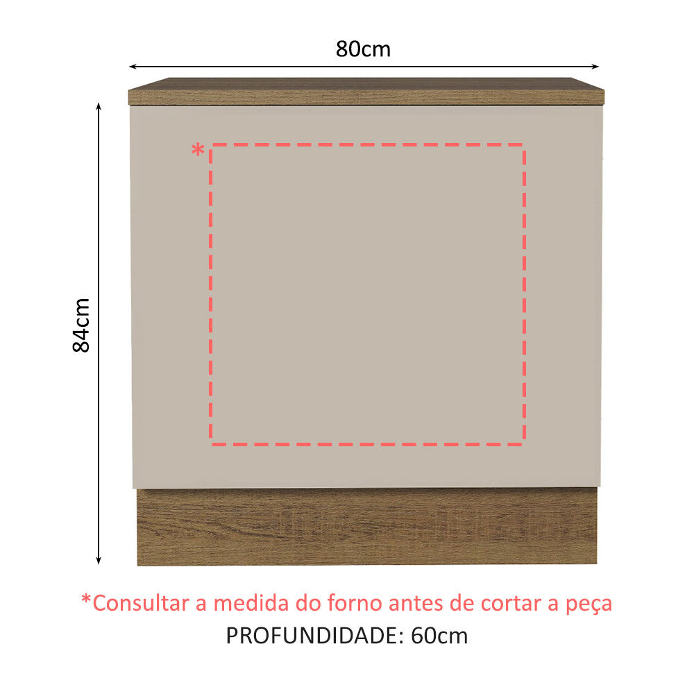 Gabinete Bajo para Horno de Empotrar 80 x 60cm Con Encimera Marrón/Crema Agata, Glamy y Lux