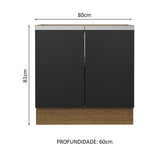 Gabinete de Cocina 80 x 60 cm 2 Puertas (Sin Encimera) Marrón/Negro Glamy