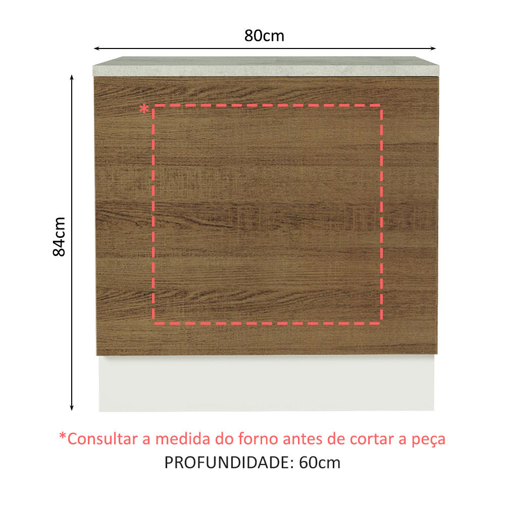 Gabinete Bajo para Horno de Empotrar 80 cm Blanco/Marrón Agata, Glamy y Lux Madesa