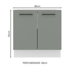 Gabinete Bajo 80 cm 2 Puertas Sin Encimera Blanco/Gris Agata Madesa