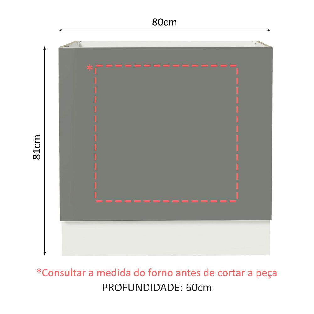 Gabinete Bajo para Horno de Empotrar 80 cm Sin Encimera Blanco/Gris Agata Madesa