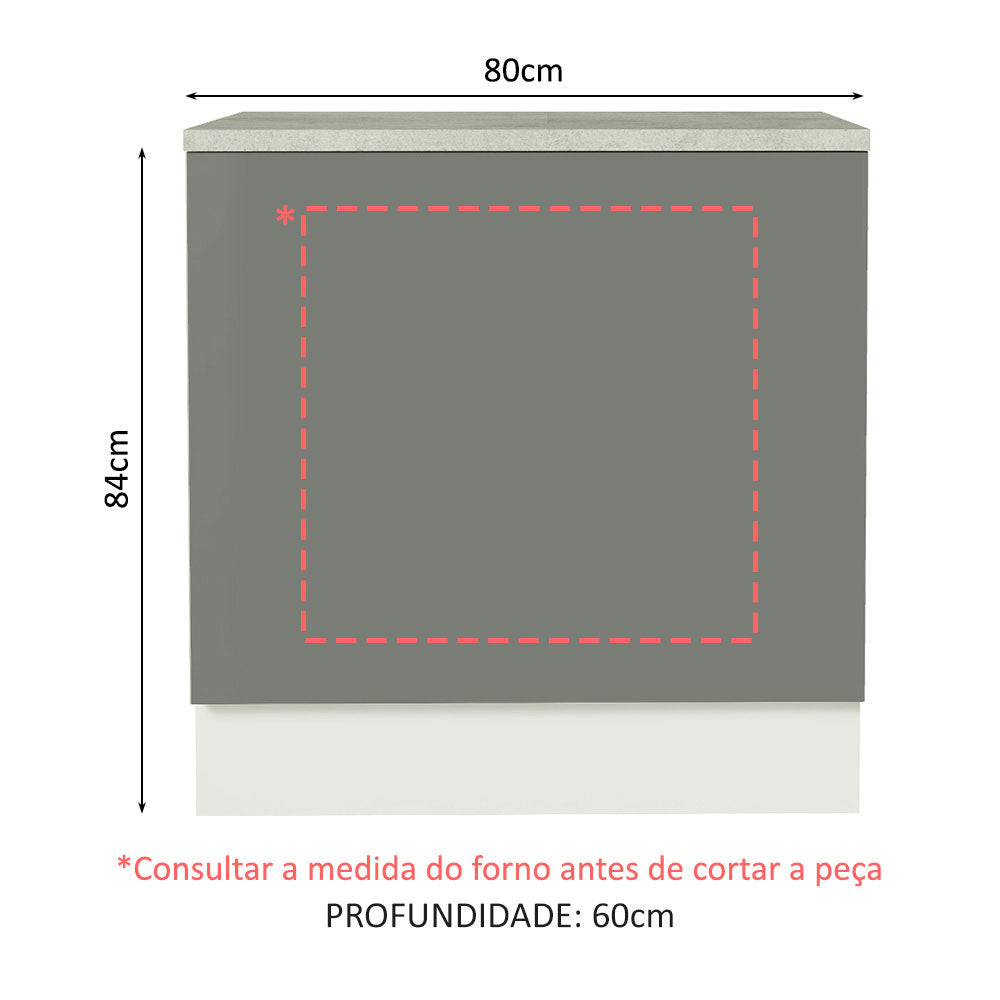 Gabinete Bajo para Horno de Empotrar 80 x 60cm Con Encimera Agata Blanco/Gris