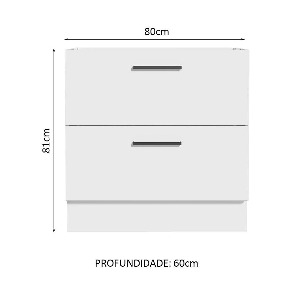 Gabinete Bajo 80 x 60cm 2 Cajones (Sin Encimera) Blanco Agata