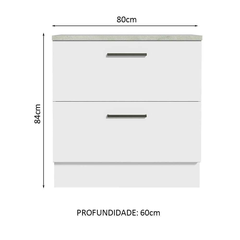 Gabinete Bajo 80 cm 2 Cajones Blanco Agata Madesa