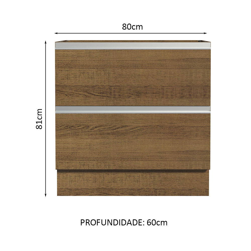 Gabinete Bajo 80 x 60 cm 2 Cajones (Sin Encimera) Glamy Marrón