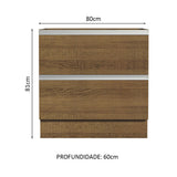 Gabinete Bajo 80 x 60 cm 2 Cajones (Sin Encimera) Glamy Marrón