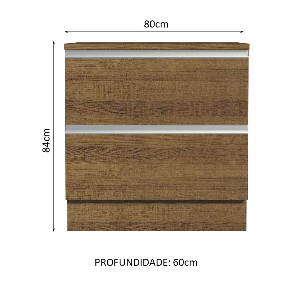 Gabinete Bajo 80 x 60 cm 2 Cajones (Con Encimera) Glamy Marrón
