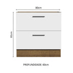 Gabinete Bajo 80 cm 2 Cajones Sin Encimera Marrón/Blanco Agata Madesa