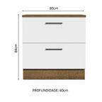 Gabinete Bajo 80 cm 2 Cajones Marrón/Blanco Agata Madesa