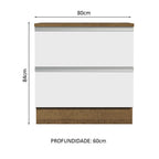 Gabinete Bajo 80 cm 2 Cajones Marrón/Blanco Glamy Madesa
