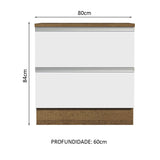 Gabinete Bajo 80 x 60 cm 2 Cajones (Con Encimera) Glamy Marrón/Blanco