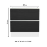Gabinete Bajo 80 x 60 cm 2 Cajones (Sin Encimera) Glamy Blanco/Negro