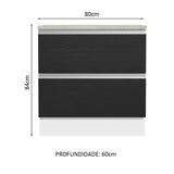 Gabinete Bajo 80 x 60 cm 2 Cajones (Con Encimera) Glamy Blanco/Negro