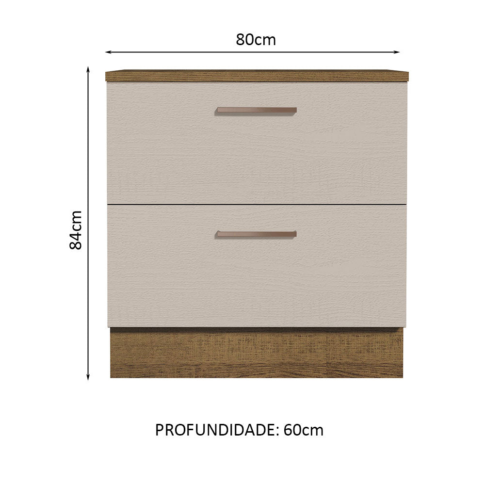 Gabinete Bajo 80 cm 2 Cajones Marrón/Crema Agata Madesa