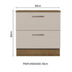 Gabinete Bajo 80 cm 2 Cajones Marrón/Crema Agata Madesa