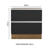 Gabinete Bajo 80 x 60 cm 2 Cajones (Sin Encimera) Glamy Marrón/Negro