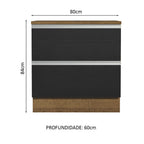 Gabinete Bajo 80 cm 2 Cajones Marrón/Negro Glamy Madesa