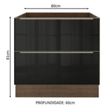 Gabinete Bajo 80 x 60 cm 2 Cajones (Sin Encimera) Lux Marrón/Negro