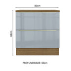 Gabinete Bajo 80 cm 2 Cajones Marrón/Gris Lux Madesa