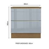 Gabinete Bajo 80 x 60 cm 2 Cajones (Con Encimera) Lux Marrón/Gris