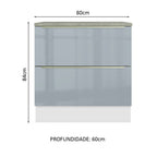 Gabinete Bajo 80 cm 2 Cajones Blanco/Gris Lux Madesa