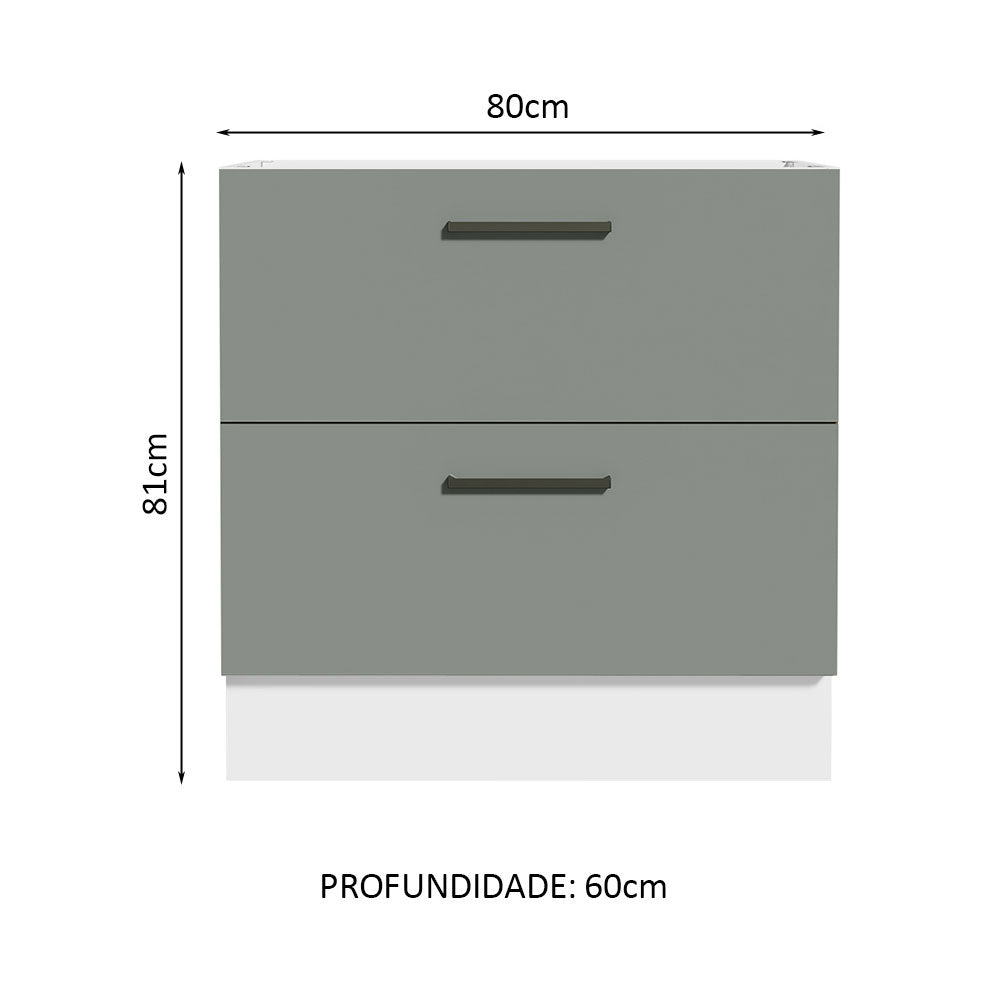 Gabinete Bajo 80 cm 2 Cajones Sin Encimera Blanco/Gris Agata Madesa