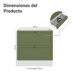 Gabinete Bajo 80 cm 2 Cajones Sin Encimera Blanco/Verde Vik Madesa