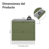 Gabinete Bajo de Cocina 80 x 60 cm 2 Cajones (Con Encimera) Blanco/Verde Vik Madesa