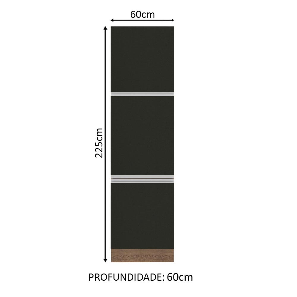 Despensero 60 cm 3 Puertas Marrón/Negro Glamy Madesa