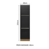 Mueble Despensa 60 cm 3 Puertas Lux Marrón/Negro