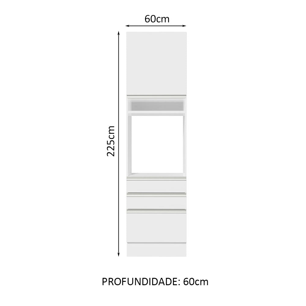 Mueble de Cocina para Horno Glamy 60 x 60 cm 1 Puerta y 3 Cajones Blanco