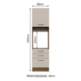 Mueble de Cocina para Horno 60 x 60 cm 1 Puerta 3 Cajones Marrón/Crema Agata