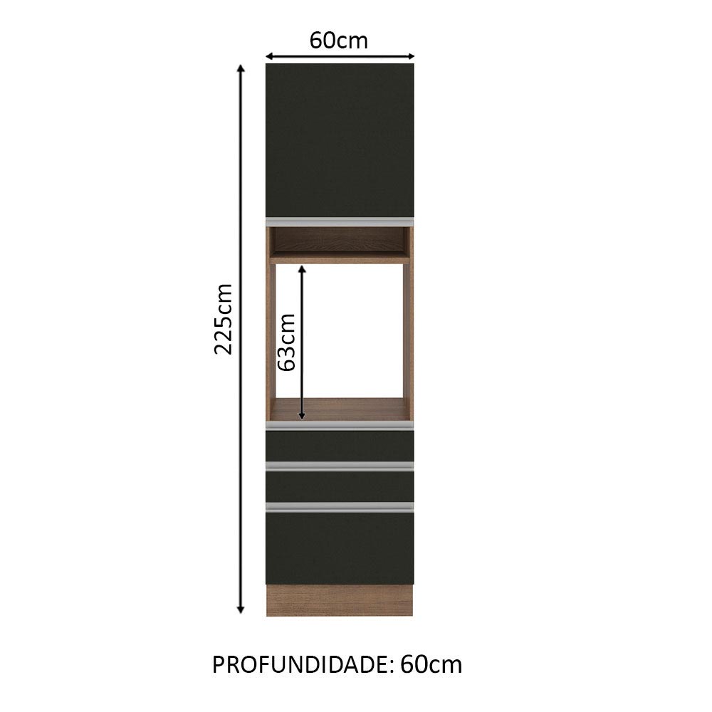 Mueble para Horno 60 cm 1 Puerta 3 Cajones Marrón/Negro Glamy Madesa