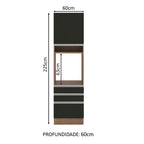 Mueble para Horno 60 cm 1 Puerta 3 Cajones Marrón/Negro Glamy Madesa