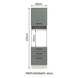Mueble de Cocina para Horno 60 x 60 cm 1 Puerta 3 Cajones Agata Blanco/Gris