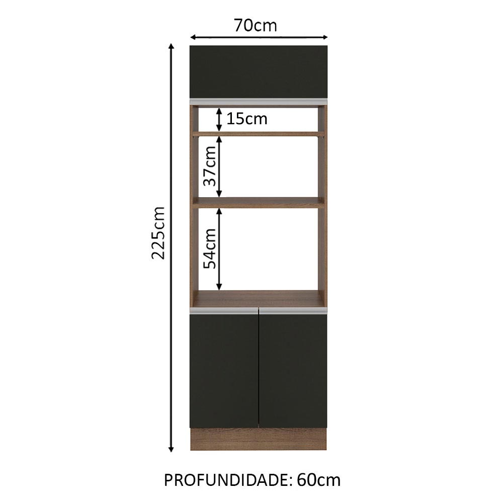 Mueble para Horno 70 x 60 cm 3 Puertas Marrón/Negro Glamy